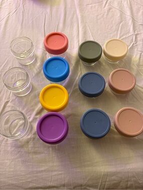 Glass Storage Jars with Assorted Color Lids - Set of 13